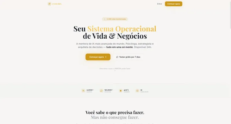 Captura de tela do projeto JAMORA