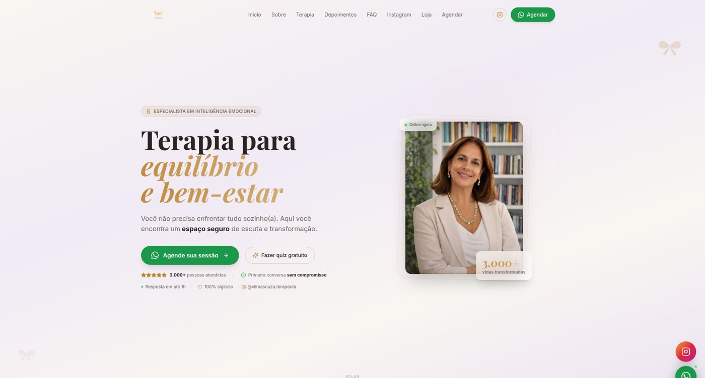 Captura de tela do projeto Vilma Souza · Terapeuta